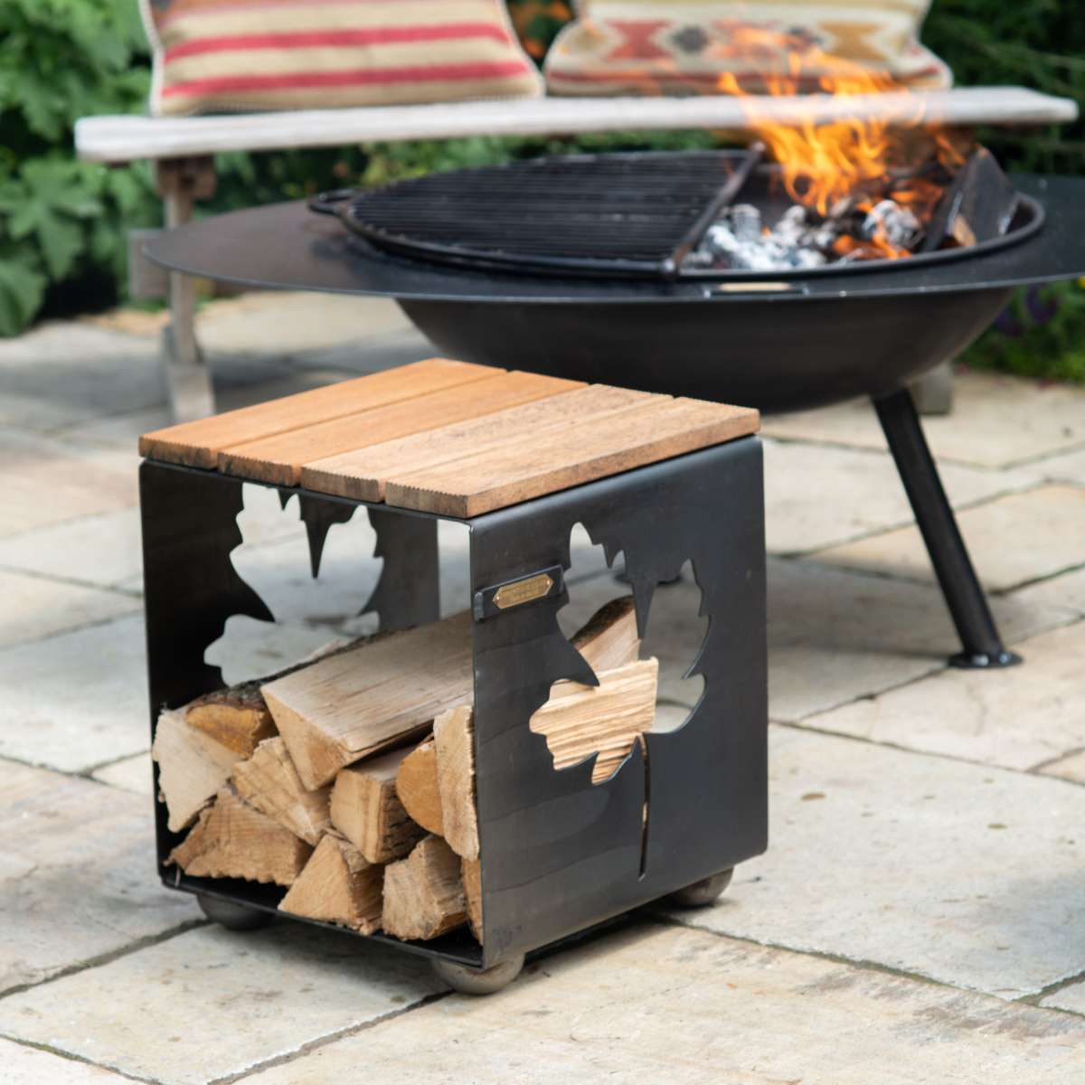 Firepits UK Log Store Seat Sycamore LGSTSSYC