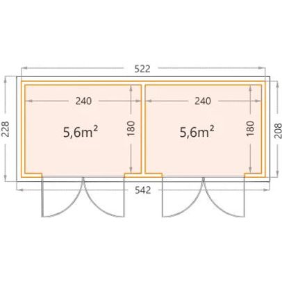 Telluria Duo 2721 Heavy Duty Metal Shed (17x7)