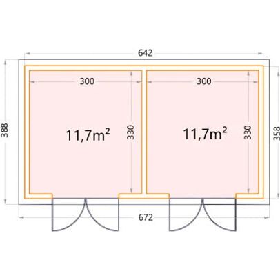 Telluria Duo 3336 Heavy Duty Metal Shed (21x12)