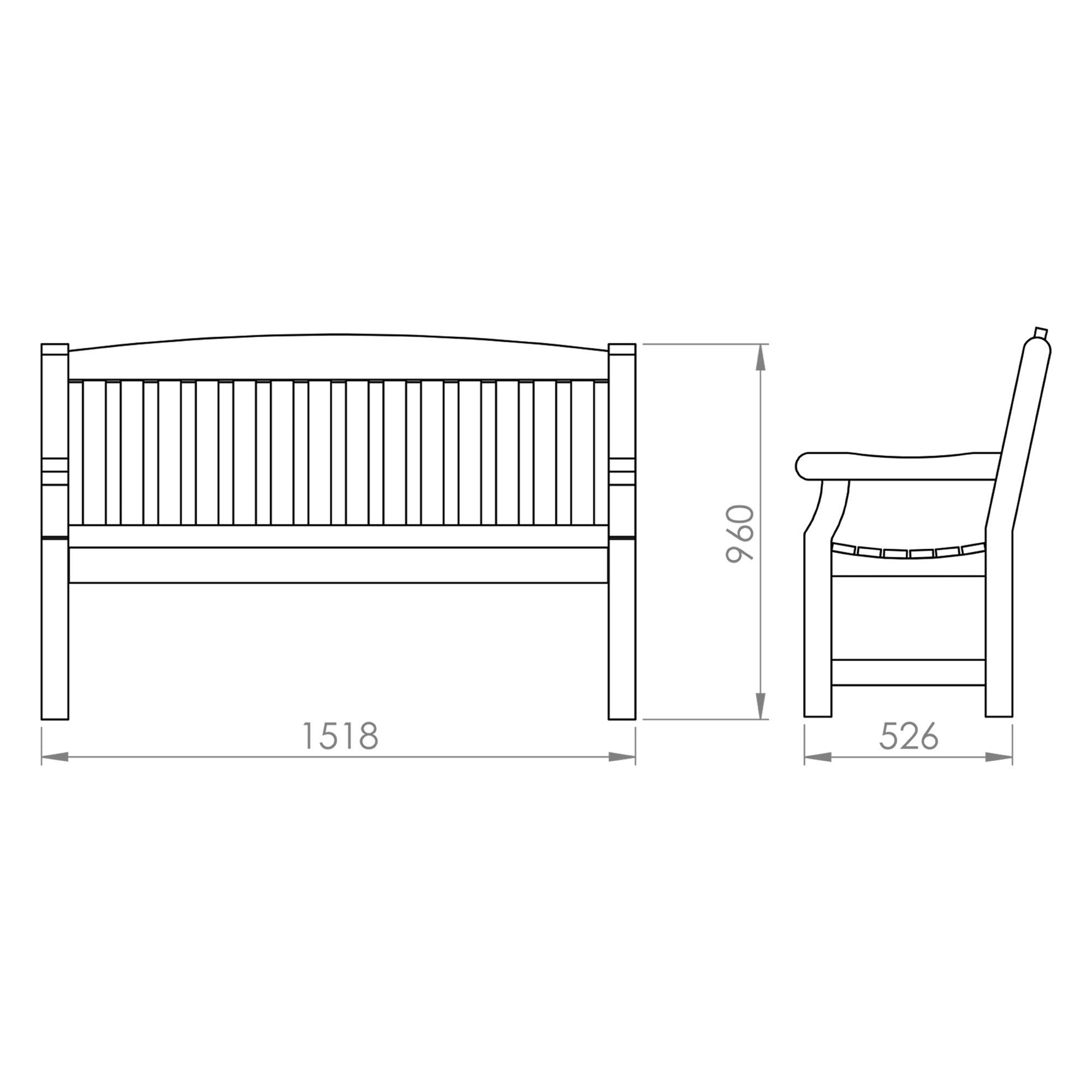 Mercia Carlton 5ft Premium Garden Bench (ESDXL21PT053 - EAN 5029442019994)