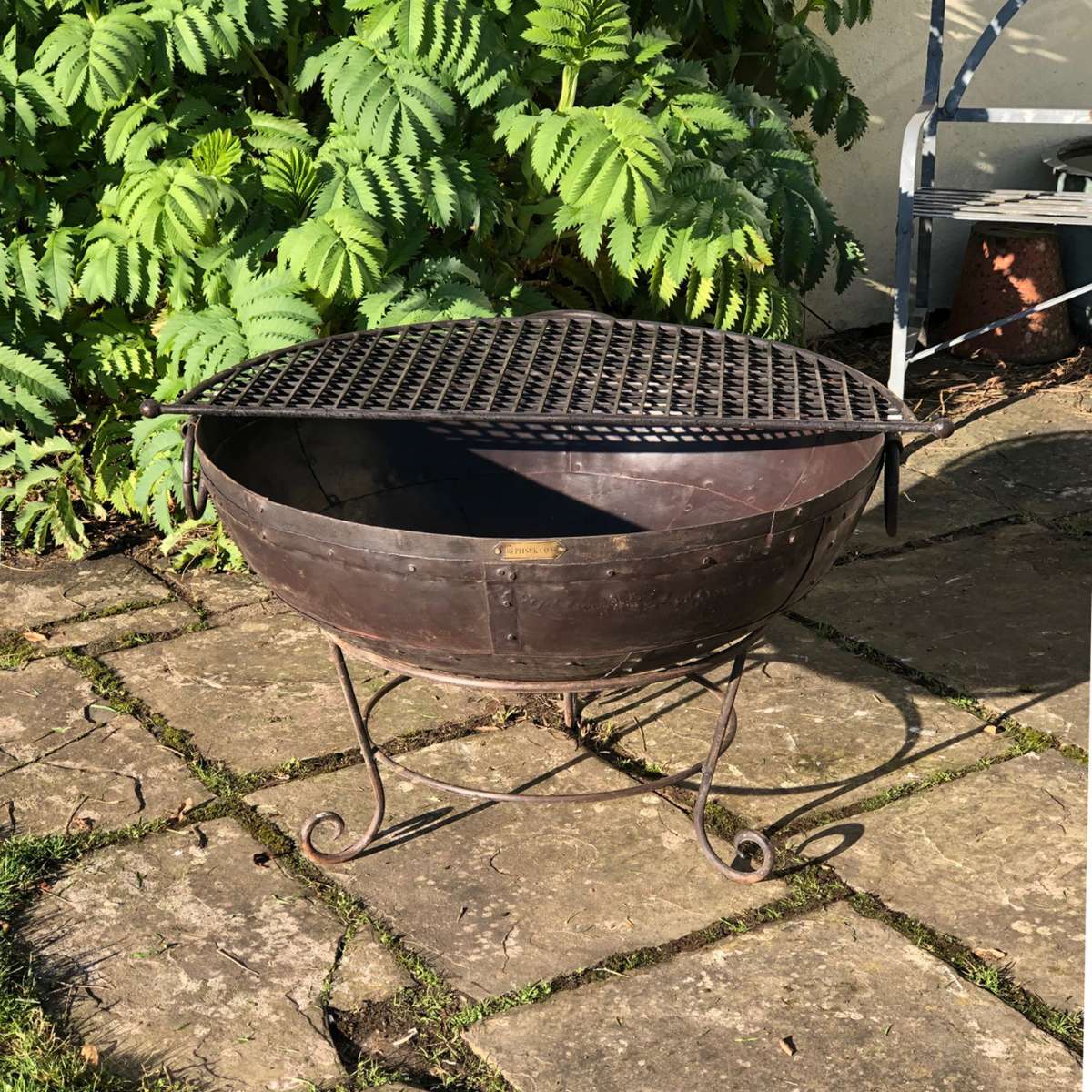 Firepits UK Indian Fire Bowl with Half Moon BBQ Rack