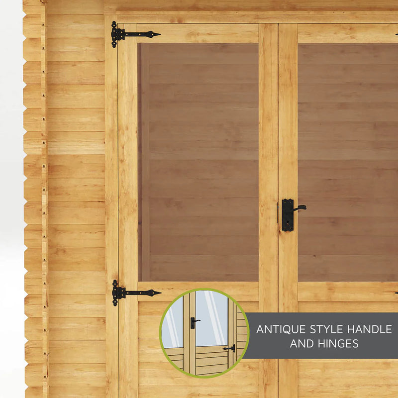 Mercia 19mm Pent Log Cabin With Side Shed (13x10) (4.1m x 3m) (SI-006-001-0039 EAN 5029442014647)