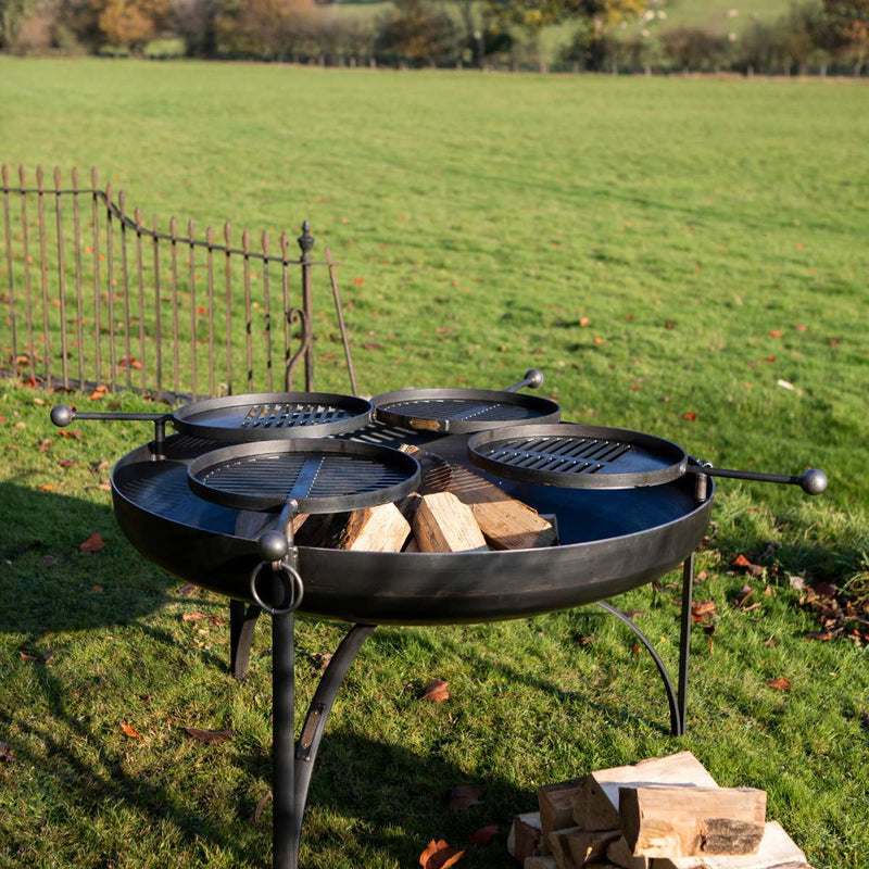 Firepits UK Plain Jane Fire Pit with Four Swing Arm BBQ Racks 120cm PLJ120SWA/4