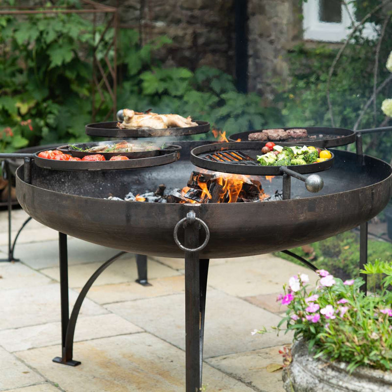 Firepits UK Plain Jane Fire Pit with Four Swing Arm BBQ Racks 120cm PLJ120SWA/4