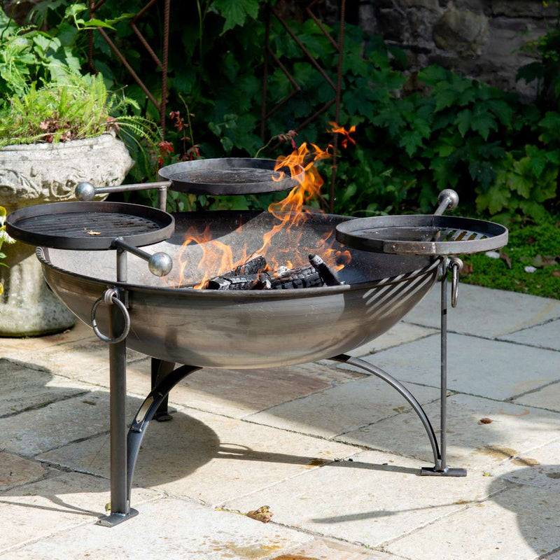 Firepits UK Plain Jane with Three Swing Arm BBQ Racks 90cm PLJ90SWA/3