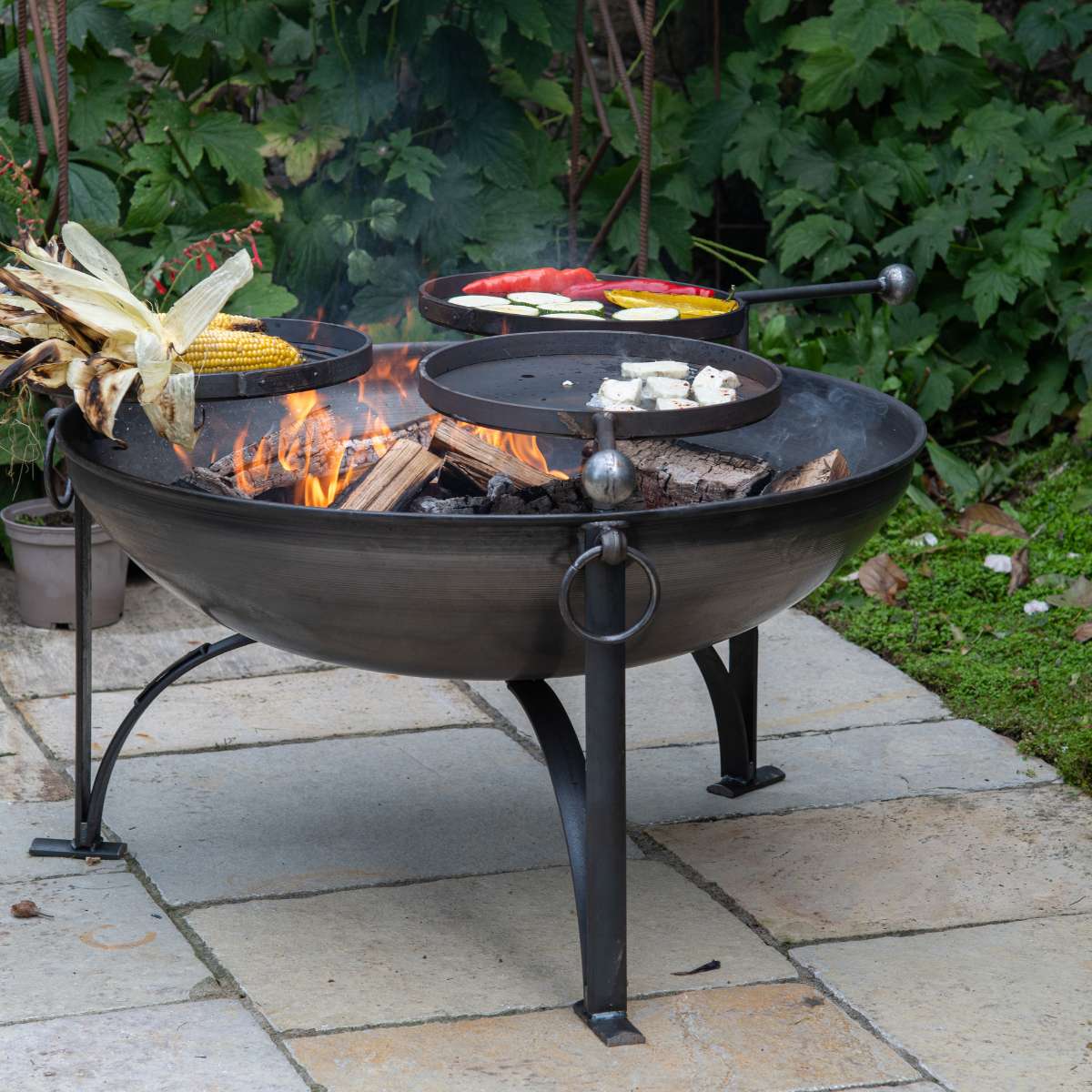 Firepits UK Plain Jane with Three Swing Arm BBQ Racks 90cm PLJ90SWA/3