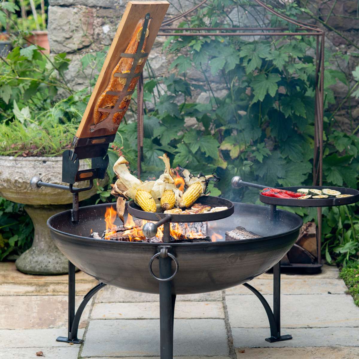 Firepits UK Plain Jane with Three Swing Arm BBQ Racks 90cm PLJ90SWA/3