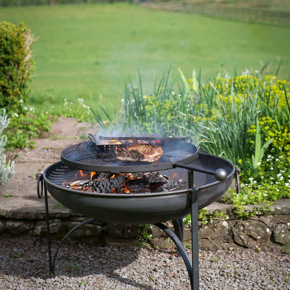 Firepits UK Plain Jane with Swing Arm BBQ Rack