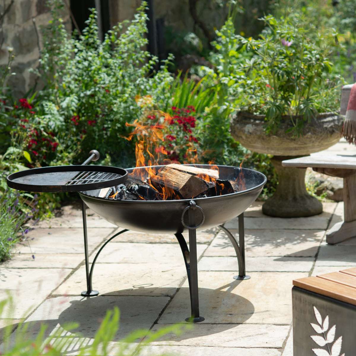 Firepits UK Plain Jane with Swing Arm BBQ Rack