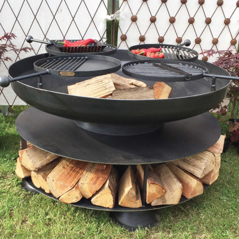 Firepits UK Ring of Logs with Four Swing Arm BBQ Racks 120cm ROL120SWA/4