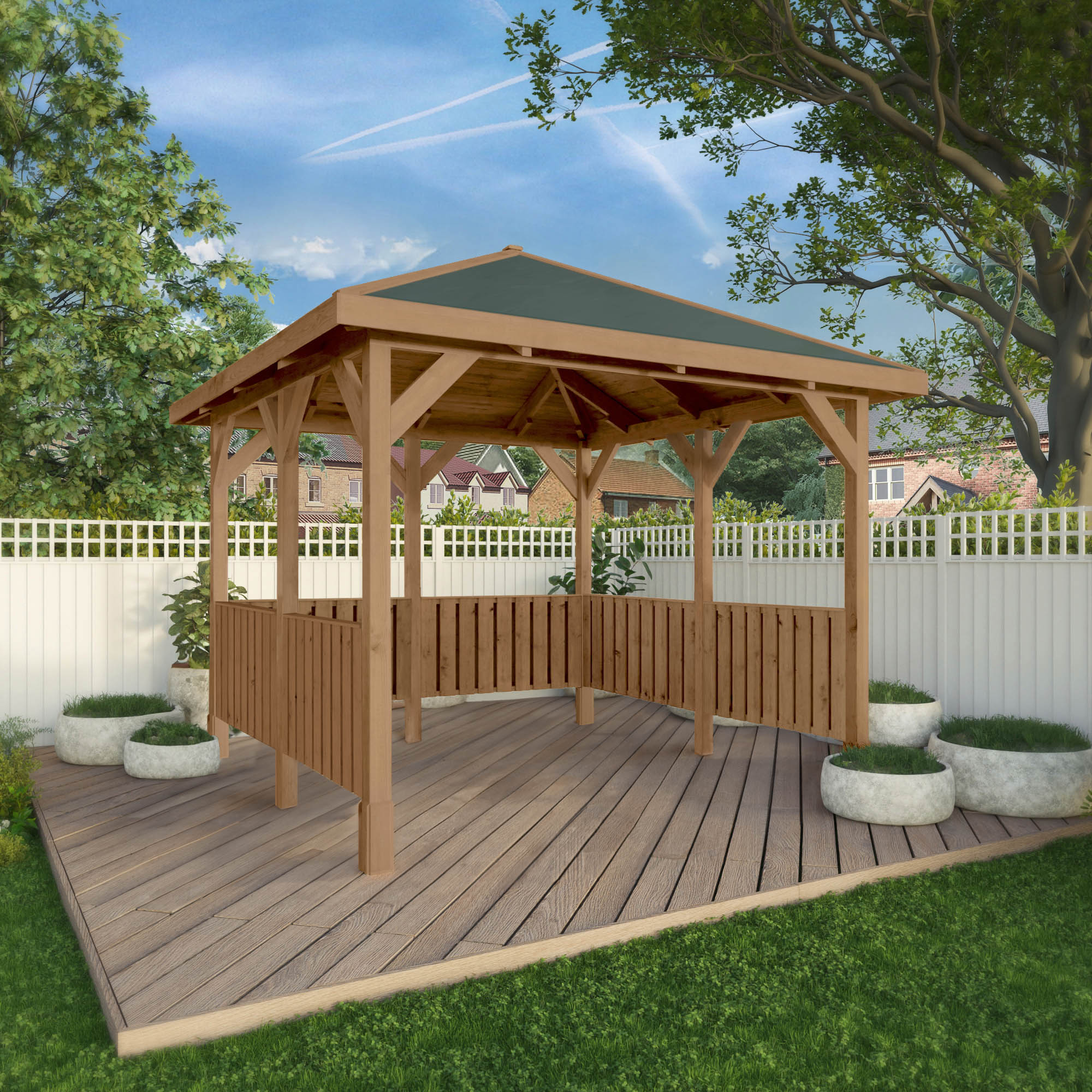 Mercia Thorpe Gazebo With Vertical Rails (3m x 3m) (SI-012-002-0011 - EAN 5029442020020)