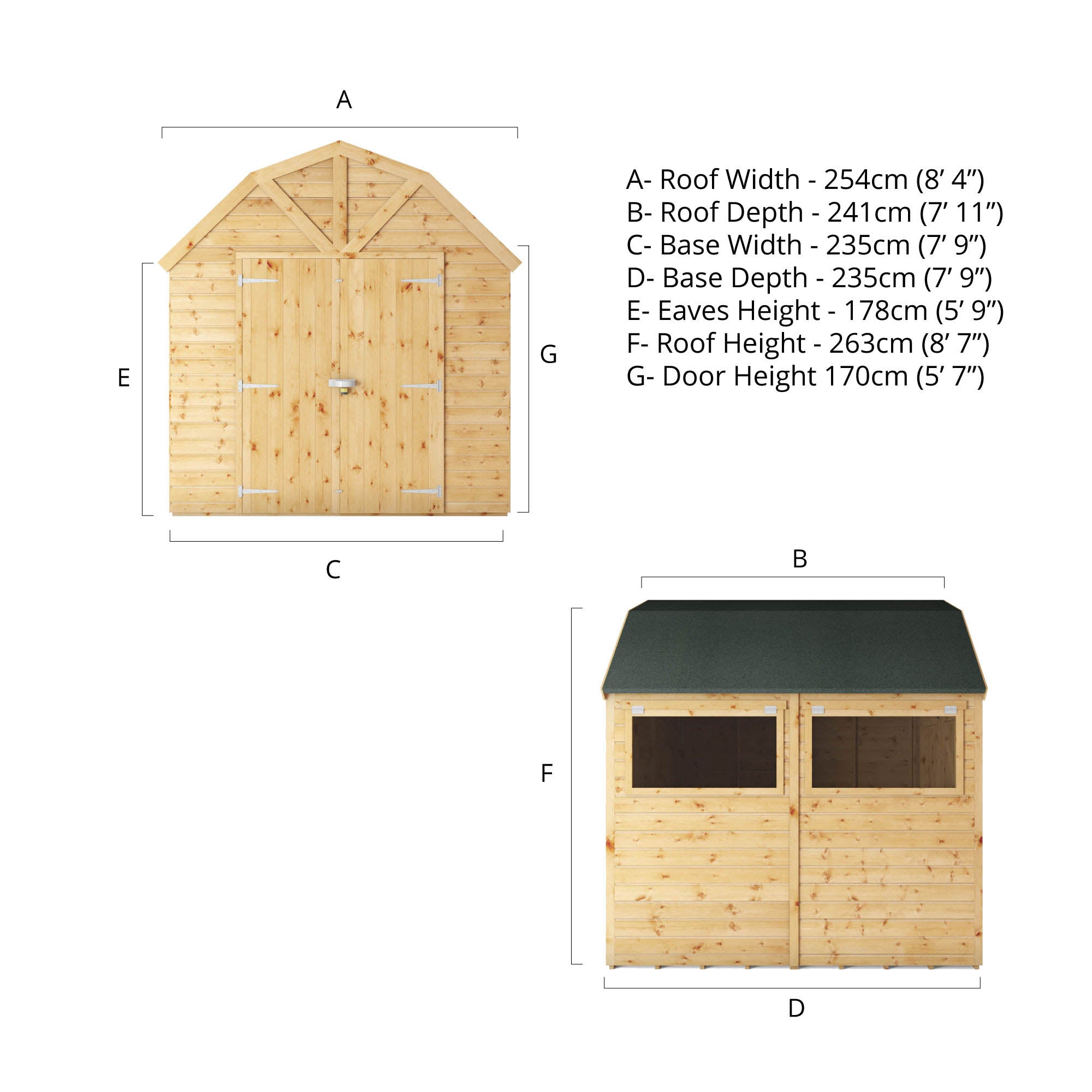 Mercia Premium Shiplap Dutch Barn Shed (8x8) (SI-001-004-0121 - EAN 5029442006161)