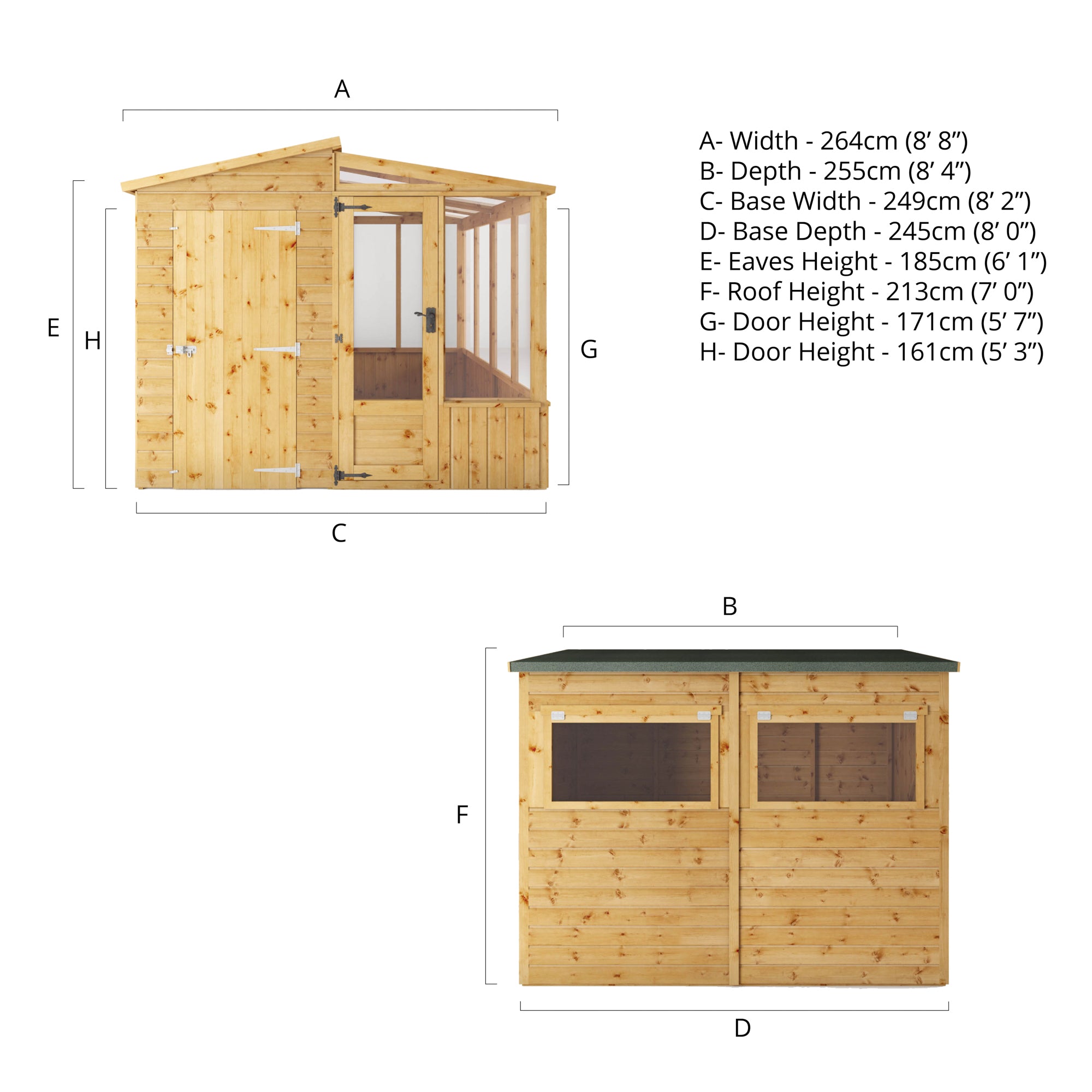 Mercia Premium Wooden Greenhouse Combi Shed (8x8) (SI-001-005-0001 - EAN 5029442075655)