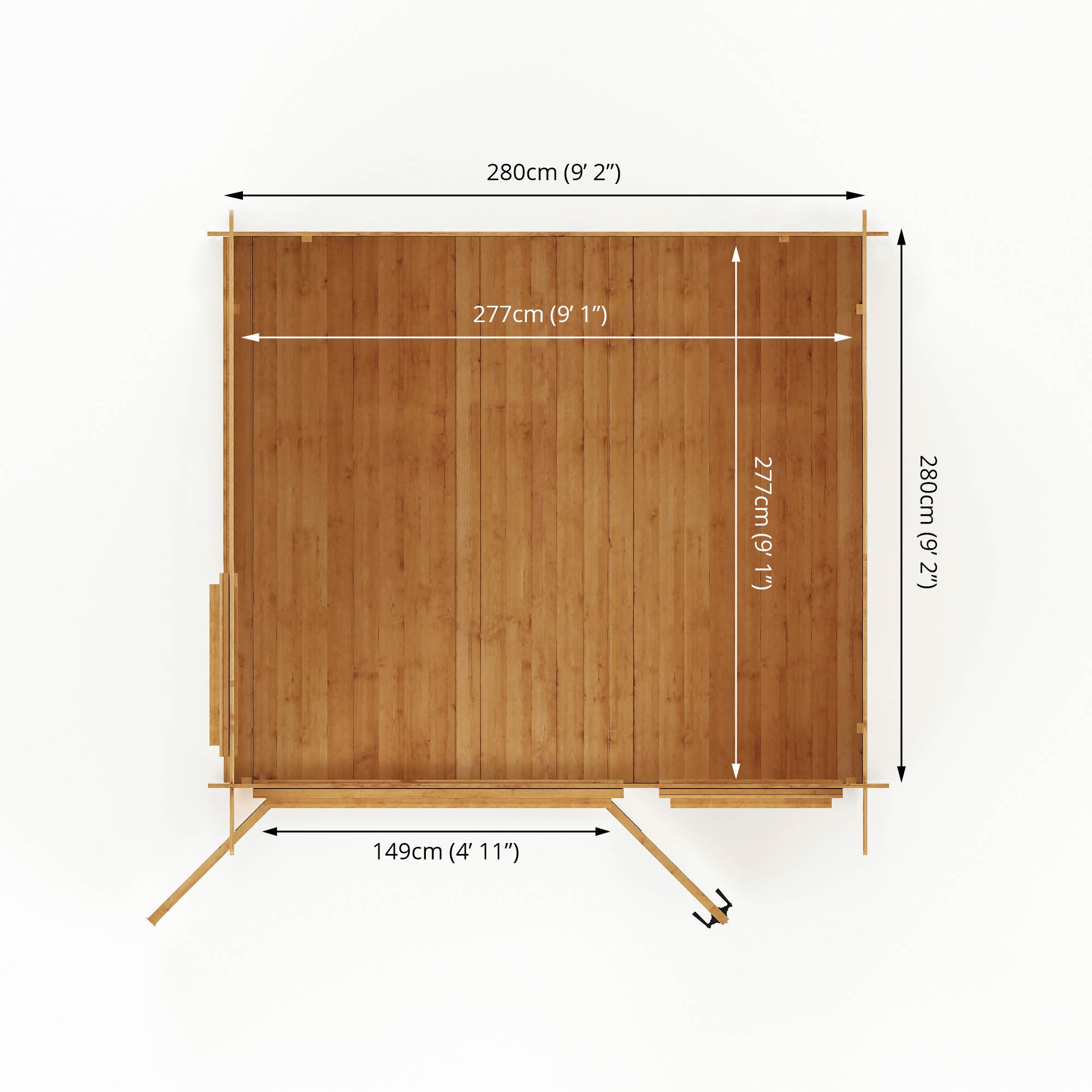 Mercia 19mm Pent Log Cabin (10x10) (3m x 3m) (SI-006-001-0038 EAN 5029442014630)