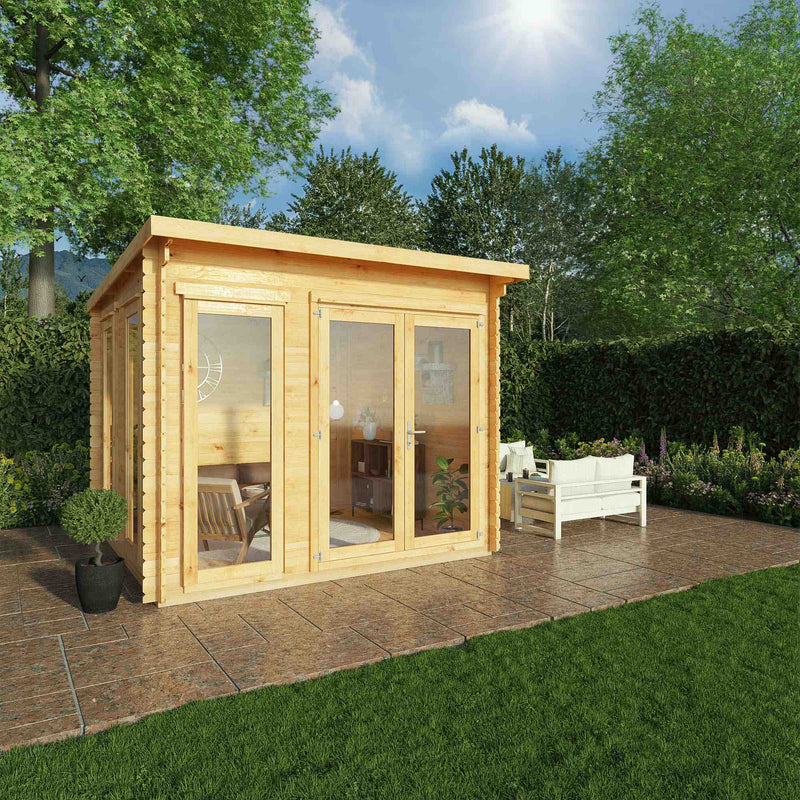 Mercia 28mm Studio Pent Log Cabin (10x10) (3m x 3m) (SI-006-002-0066 EAN 5029442014654)