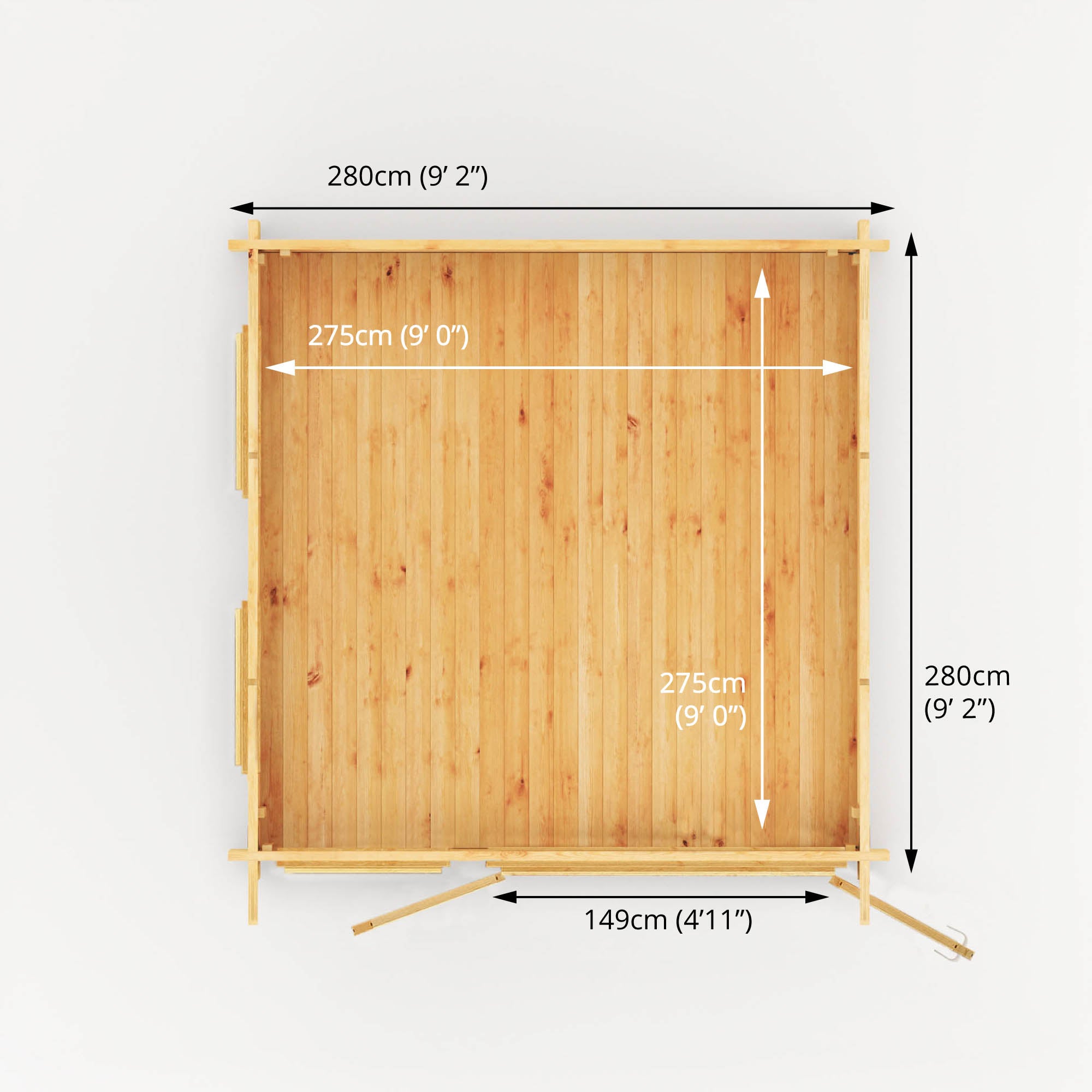 Mercia 28mm Studio Pent Log Cabin (10x10) (3m x 3m) (SI-006-002-0066 EAN 5029442014654)