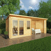 Mercia 28mm Elite Pent Log Cabin With Patio Area (20x10) (6m x 3m) (SI-006-002-0074 EAN 5029442019185)