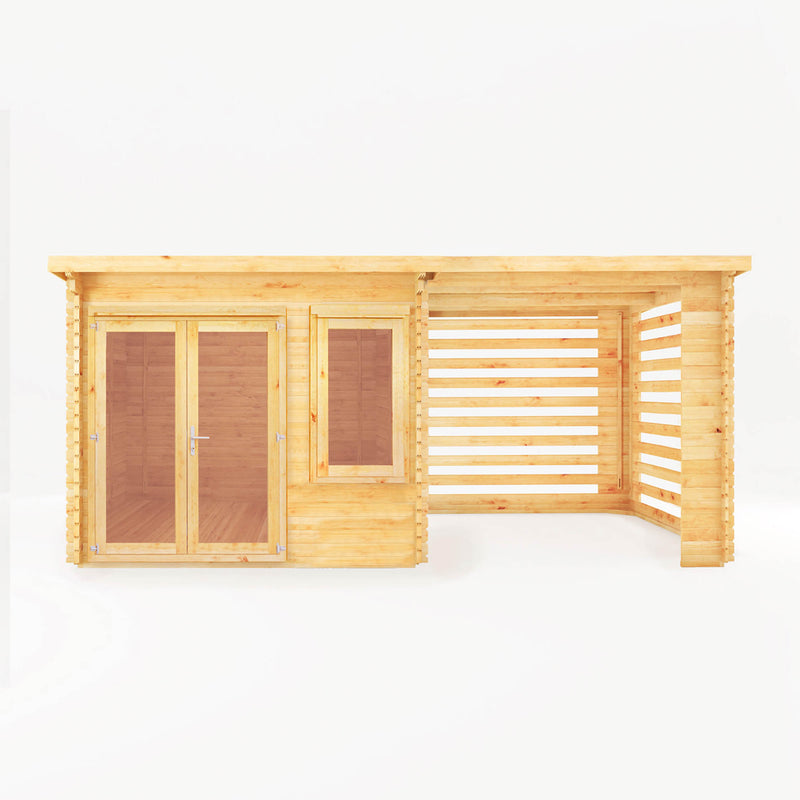 Mercia 28mm Elite Pent Log Cabin With Slatted Area (20x10) (6m x 3m) (SI-006-002-0076 EAN 5029442014890)