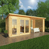 Mercia 28mm Studio Pent Log Cabin With Slatted Area (20x10) (6m x 3m) (SI-006-002-0077 EAN 5029442019123)