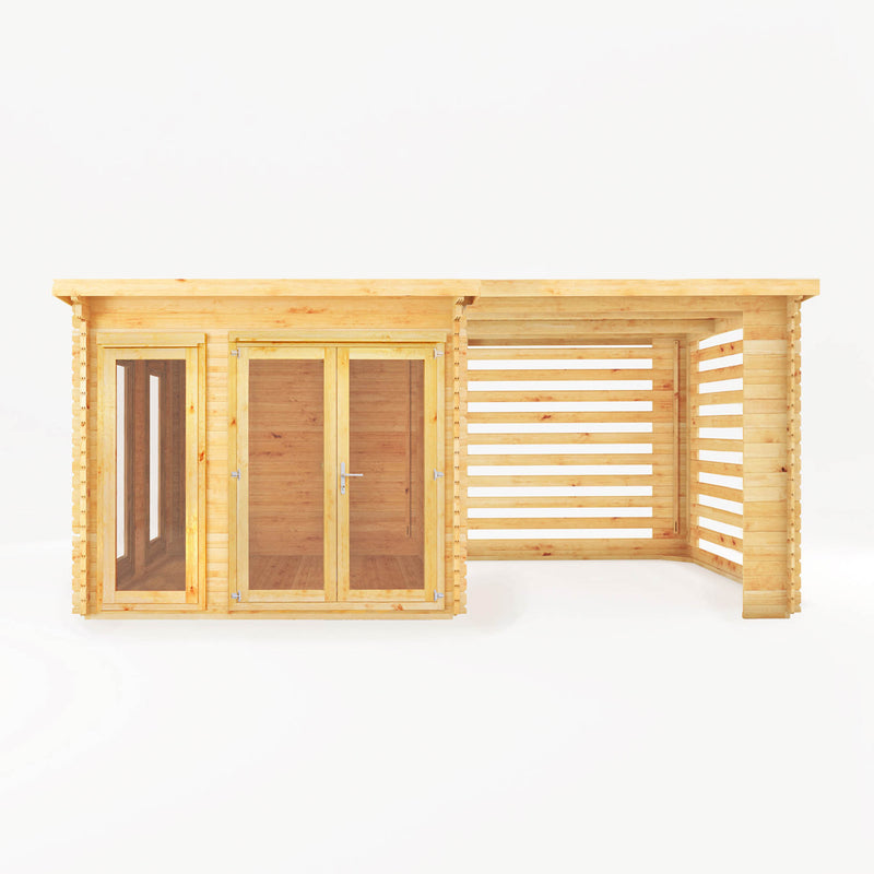 Mercia 28mm Studio Pent Log Cabin With Slatted Area (20x10) (6m x 3m) (SI-006-002-0077 EAN 5029442019123)