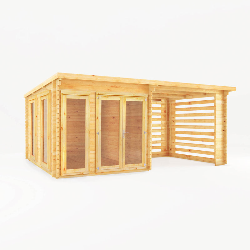 Mercia 28mm Studio Pent Log Cabin With Slatted Area (20x10) (6m x 3m) (SI-006-002-0077 EAN 5029442019123)