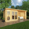 Mercia 34mm Studio Pent Log Cabin With Patio Area (20x10) (6m x 3m) (SI-006-003-0085 EAN 5029442005768)