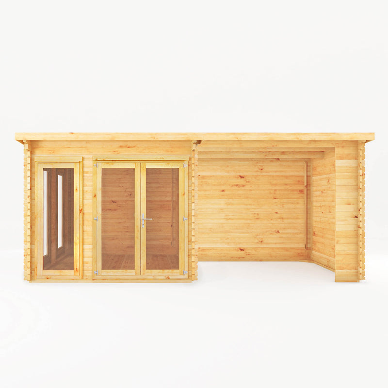 Mercia 34mm Studio Pent Log Cabin With Patio Area (20x10) (6m x 3m) (SI-006-003-0085 EAN 5029442005768)