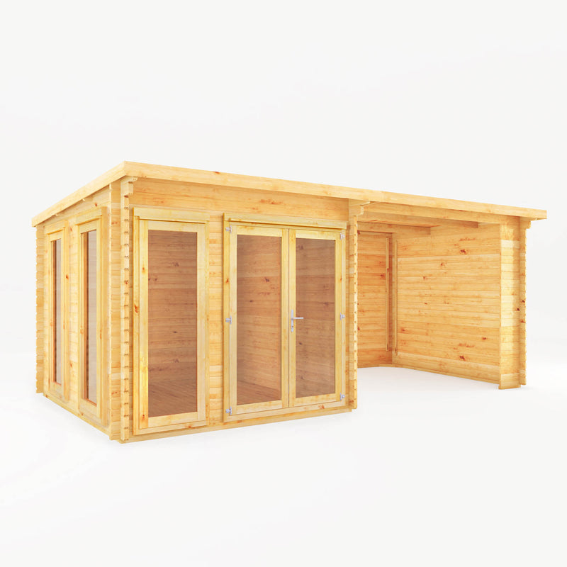 Mercia 34mm Studio Pent Log Cabin With Patio Area (20x10) (6m x 3m) (SI-006-003-0085 EAN 5029442005768)