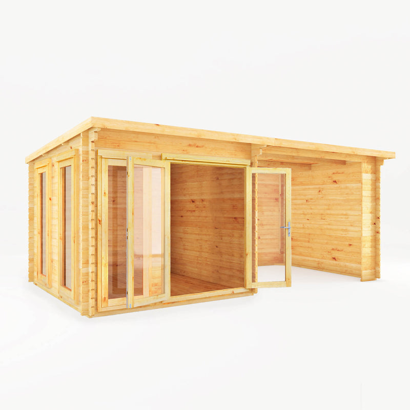 Mercia 34mm Studio Pent Log Cabin With Patio Area (20x10) (6m x 3m) (SI-006-003-0085 EAN 5029442005768)