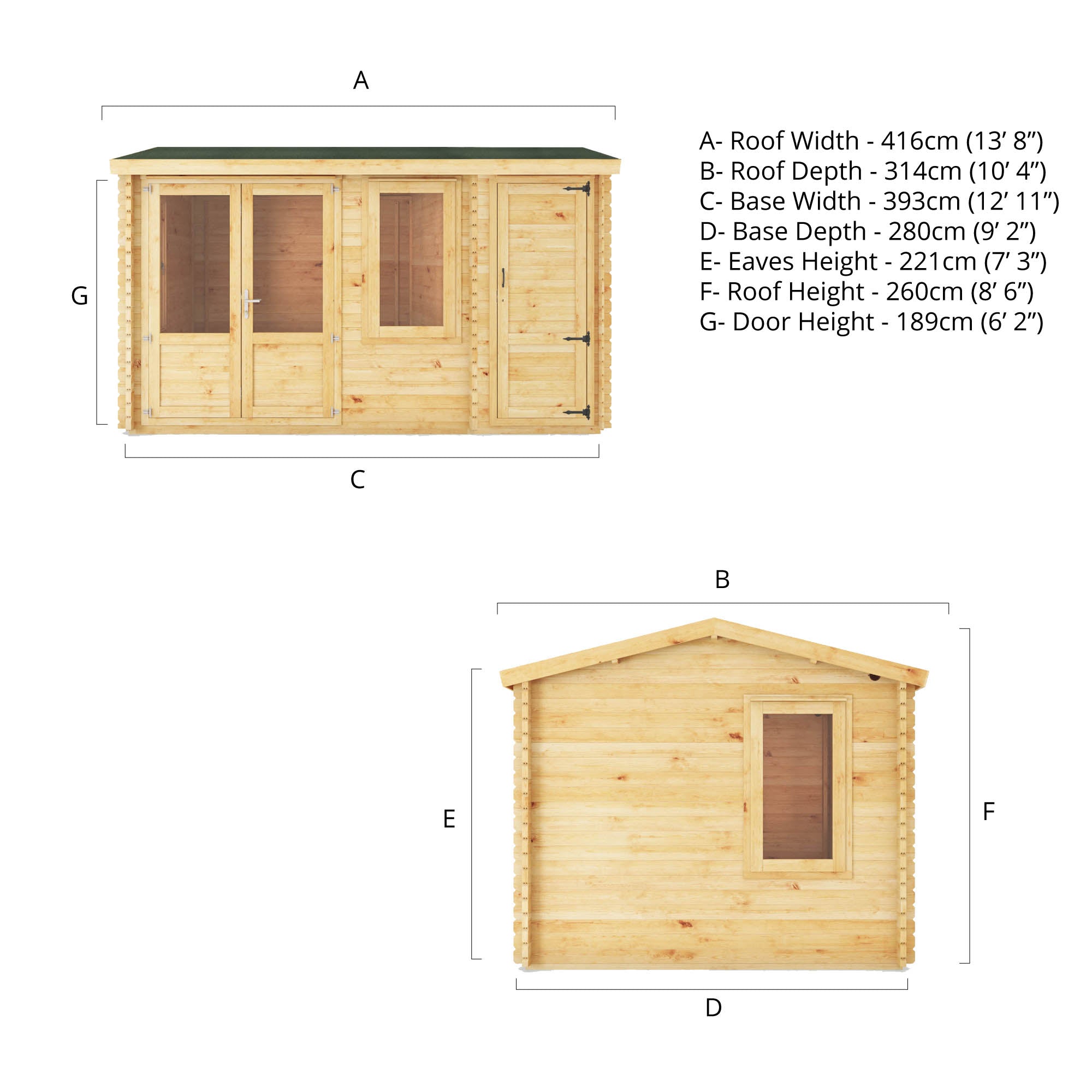 Mercia 34mm Home Office Elite With Side Shed (13x10) (4.1m x 3m) (SI-006-003-0103 EAN 5029442019475)