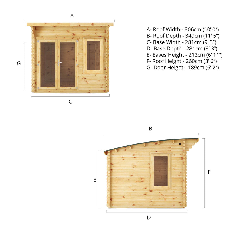 Mercia Curved Log Cabin 44mm (3x3) (SI-006-004-0091 - EAN 5029442013909)