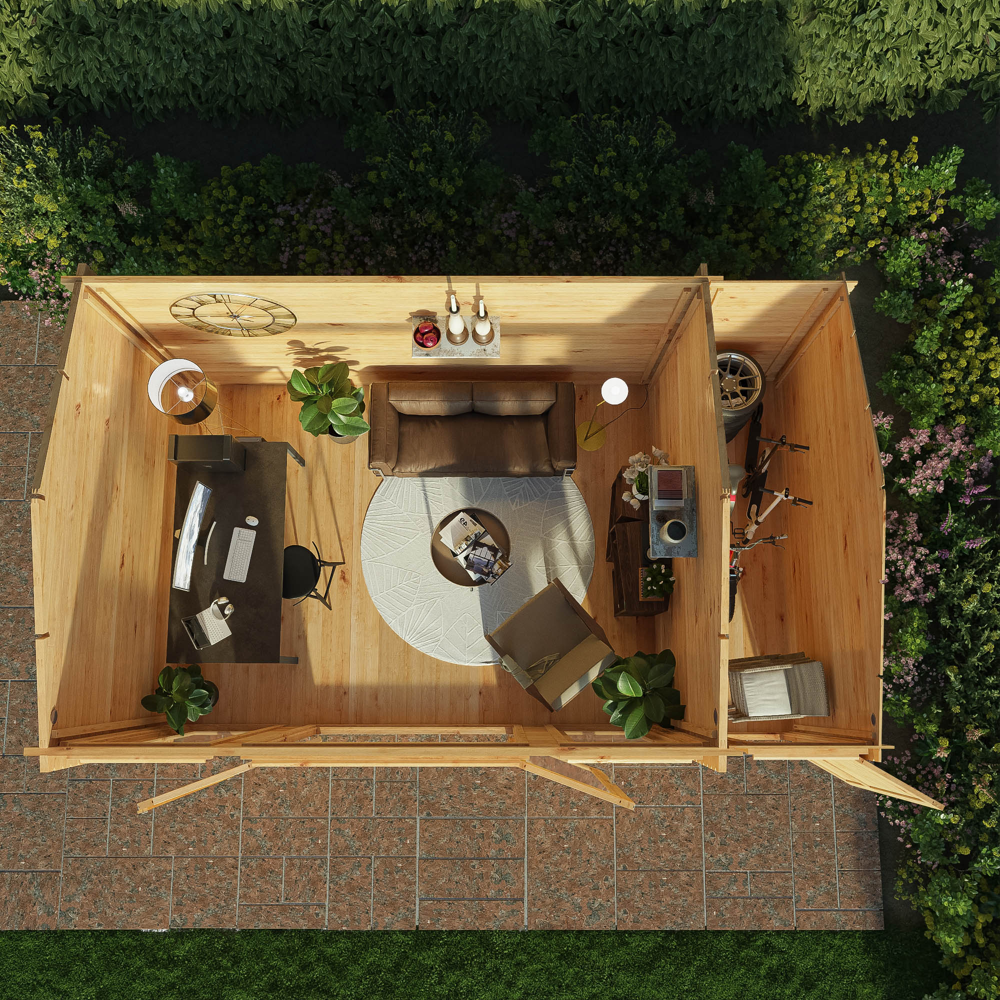 Mercia 44mm Home Office Studio With Side Shed (17x10) (5.1m x 3m) (SI-006-004-0106 EAN 5029442019697)