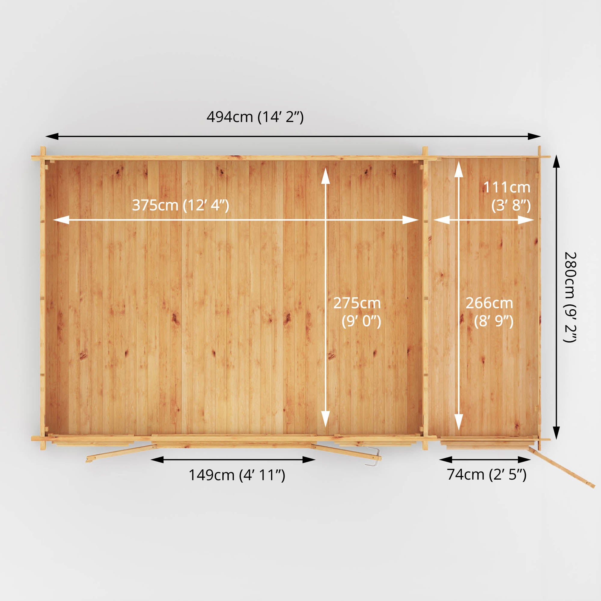 Mercia 44mm Home Office Studio With Side Shed (17x10) (5.1m x 3m) (SI-006-004-0106 EAN 5029442019697)