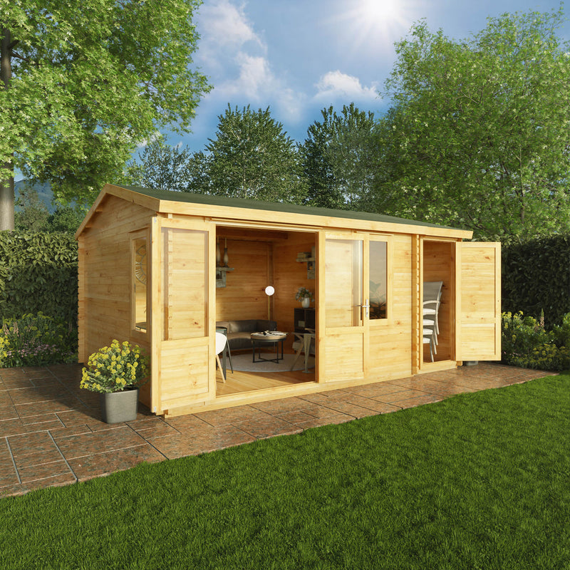 Mercia 44mm Home Office Elite With Side Shed (17x13) (5.1m x 4m) (SI-006-004-0107 EAN 5029442019543)