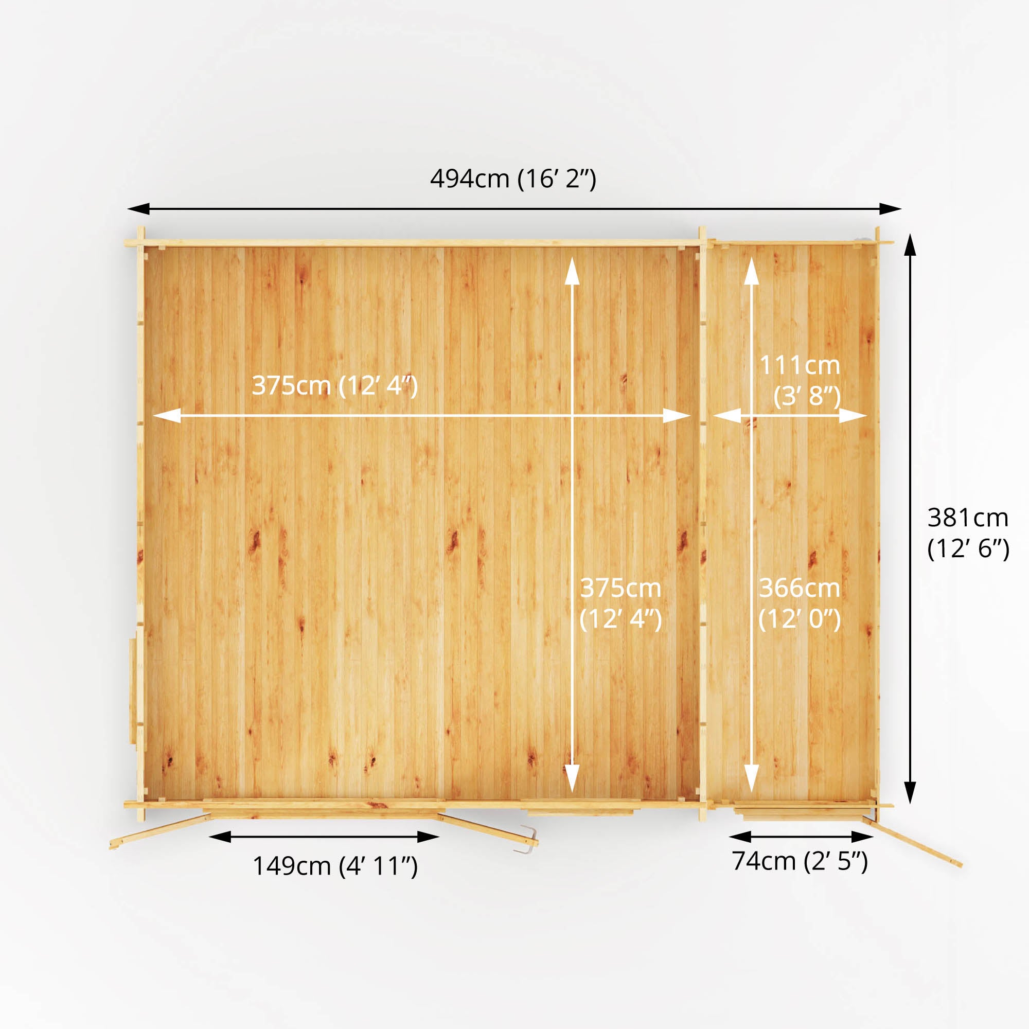 Mercia 44mm Home Office Elite With Side Shed (17x13) (5.1m x 4m) (SI-006-004-0107 EAN 5029442019543)