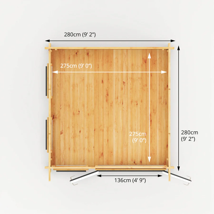 Mercia 44mm Studio Pent Log Cabin (10x10) (3m x 3m) (SI-006-040-0001 EAN 5029442018836)