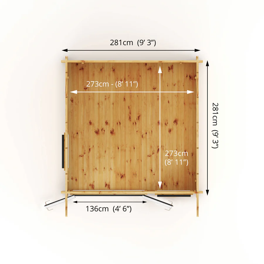 Mercia 44mm Curved Roof Log Cabin (10x10) (3m x 3m) (SI-006-040-0025 EAN 5029442019819)