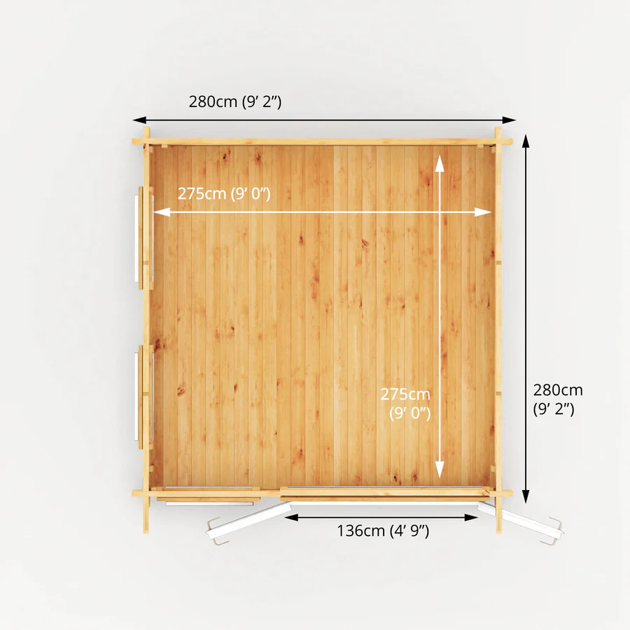 Mercia 44mm Studio Pent Log Cabin (10x10) (3m x 3m) (SI-006-041-0001 EAN 5029442018812)