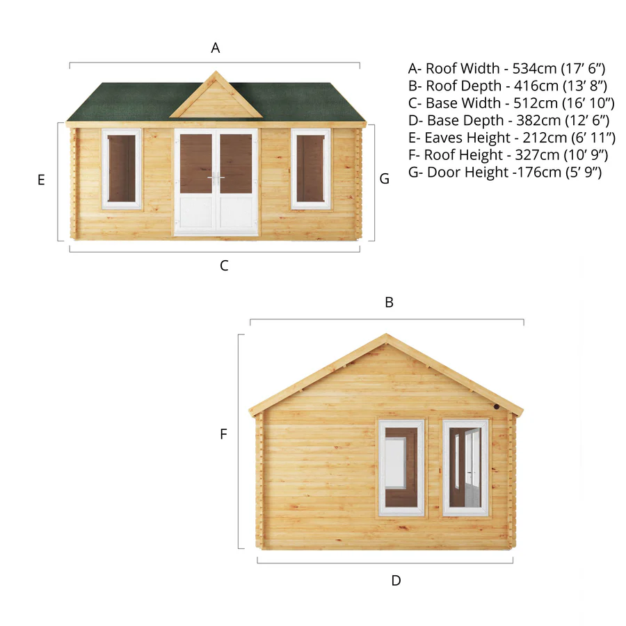 Mercia 44mm Clock Tower Log Cabin (17x13) (5.3m x 4m) (SI-006-041-0014 EAN 5029442019864)