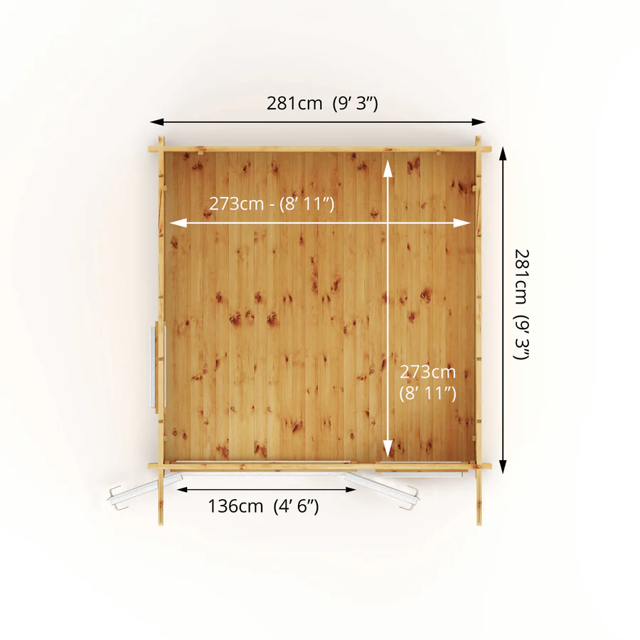 Mercia 44mm Curved Roof Log Cabin (10x10) (3m x 3m) (SI-006-041-0025 EAN 5029442019796)