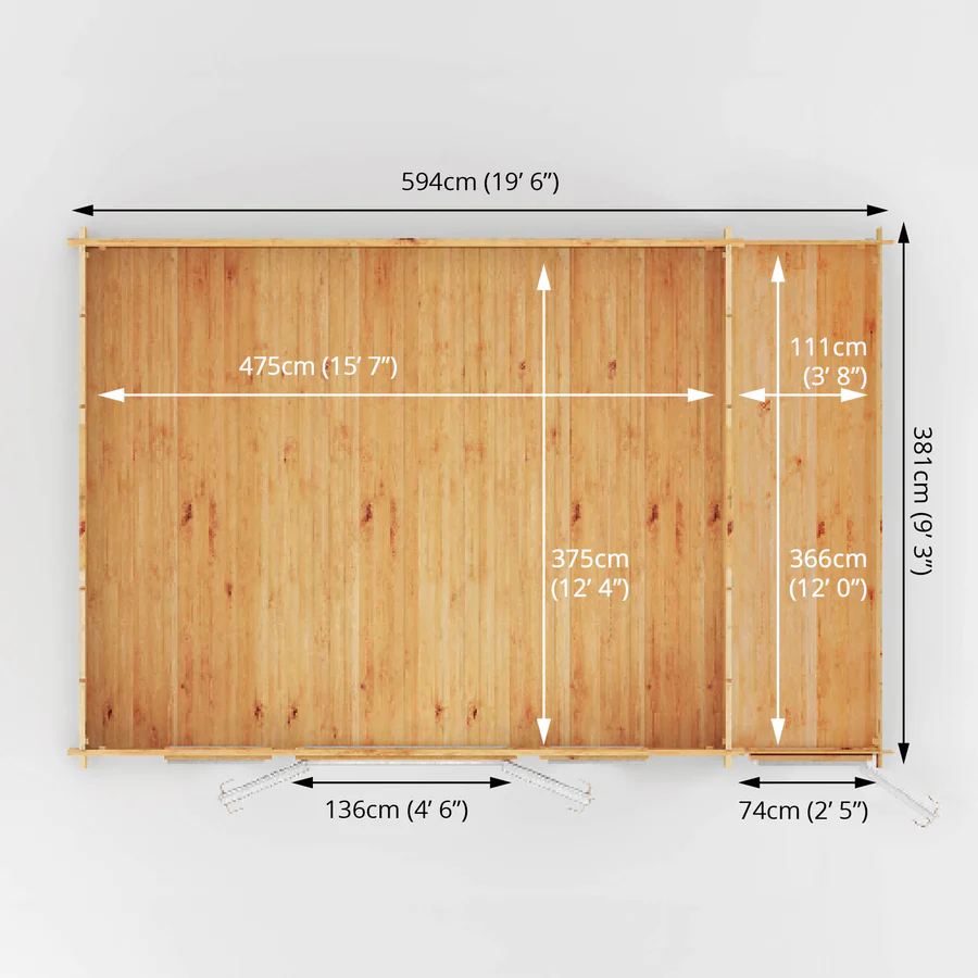 Mercia 44mm Home Office Studio With Side Shed (20x13) (6.1m x 4m) (SI-006-041-0029 EAN 5029442019772)