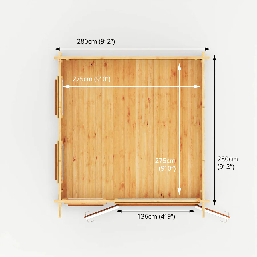 Mercia 44mm Studio Pent Log Cabin (10x10) (3m x 3m) (SI-006-042-0001 EAN 5029442018829)