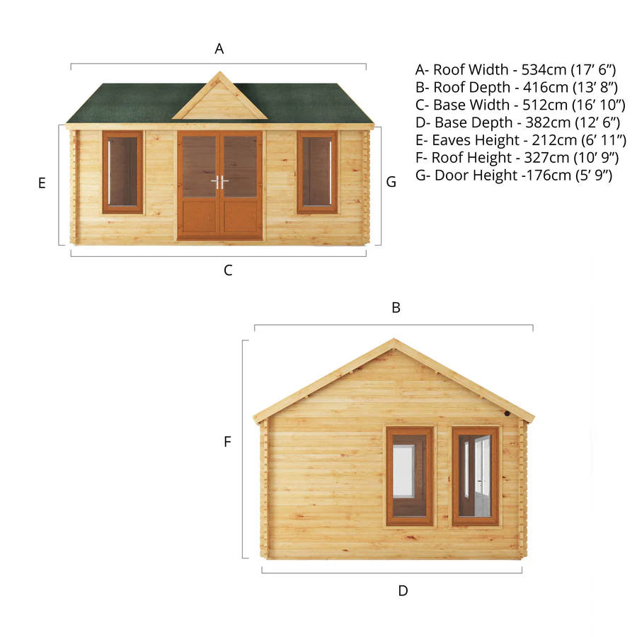 Mercia 44mm Clock Tower Log Cabin (17x13) (5.3m x 4m) (SI-006-042-0014 EAN 5029442019871)