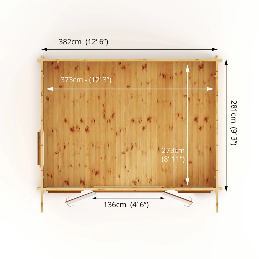 Mercia 44mm Curved Roof Log Cabin (13x10) (4m x 3m) (SI-006-042-0024 EAN 5029442019833)