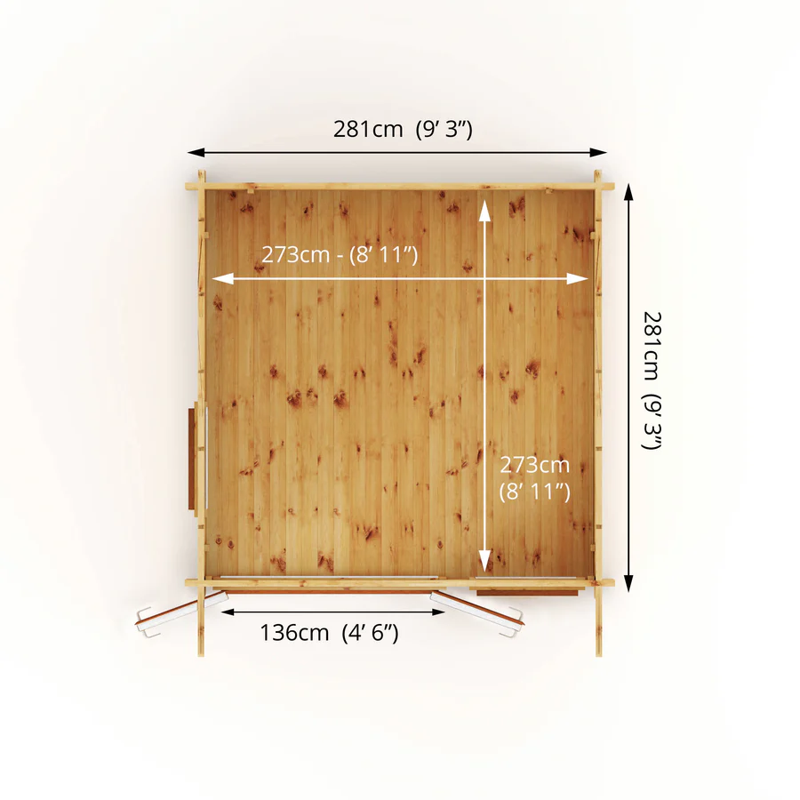 Mercia 44mm Curved Roof Log Cabin (10x10) (3m x 3m) (SI-006-042-0025 EAN 5029442019802)