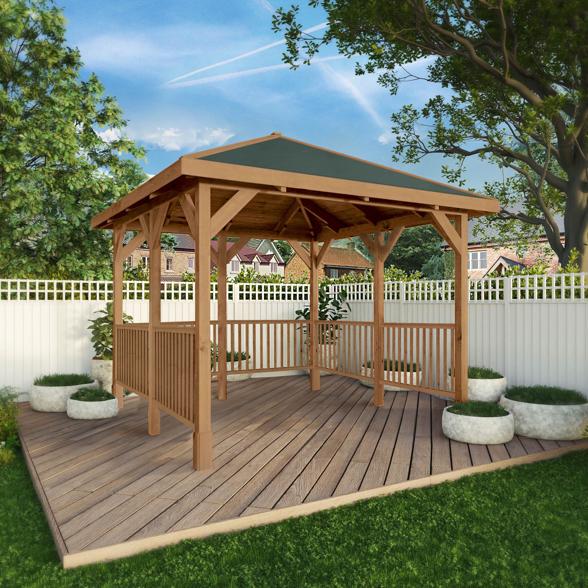 Mercia Sutton Gazebo with Framed Rails (3m x 3m) (SI-012-002-0010 - EAN 5029442020013)