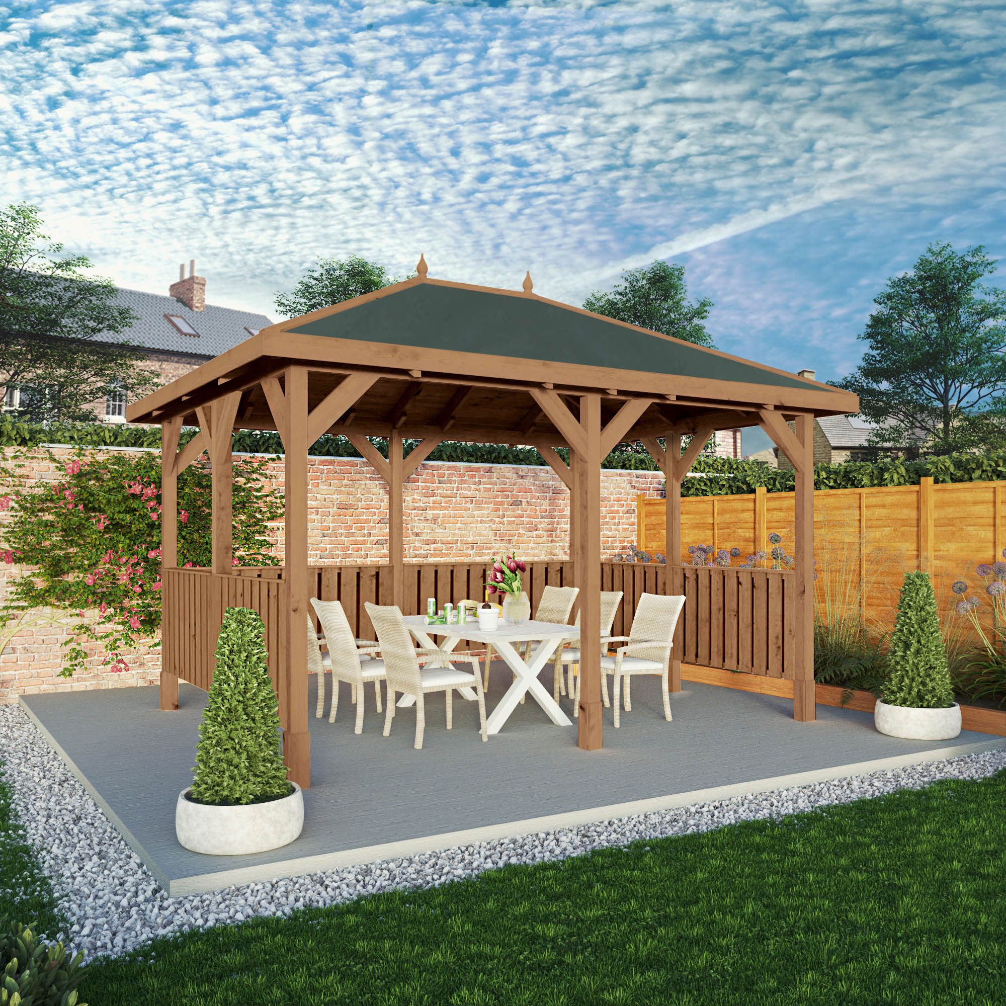 Mercia Thorpe Gazebo with Vertical Rails (3m x 4m) (SI-012-002-0014 - EAN 5029442020051)