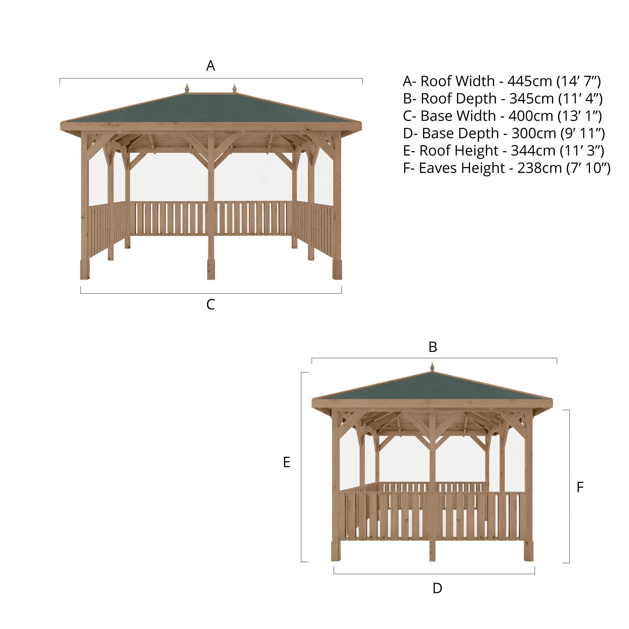 Mercia Thorpe Gazebo with Vertical Rails (3m x 4m) (SI-012-002-0014 - EAN 5029442020051)