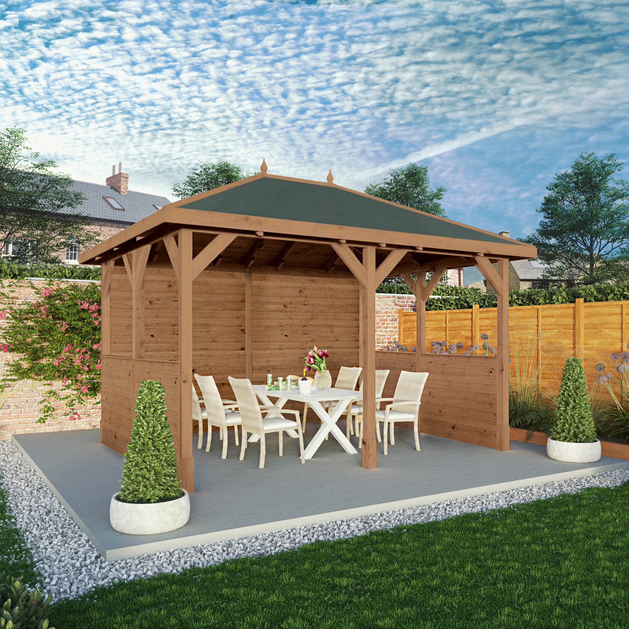 Mercia Hawton Gazebo with Panels (3m x 4m) (SI-012-002-0015 - EAN 5029442020068)