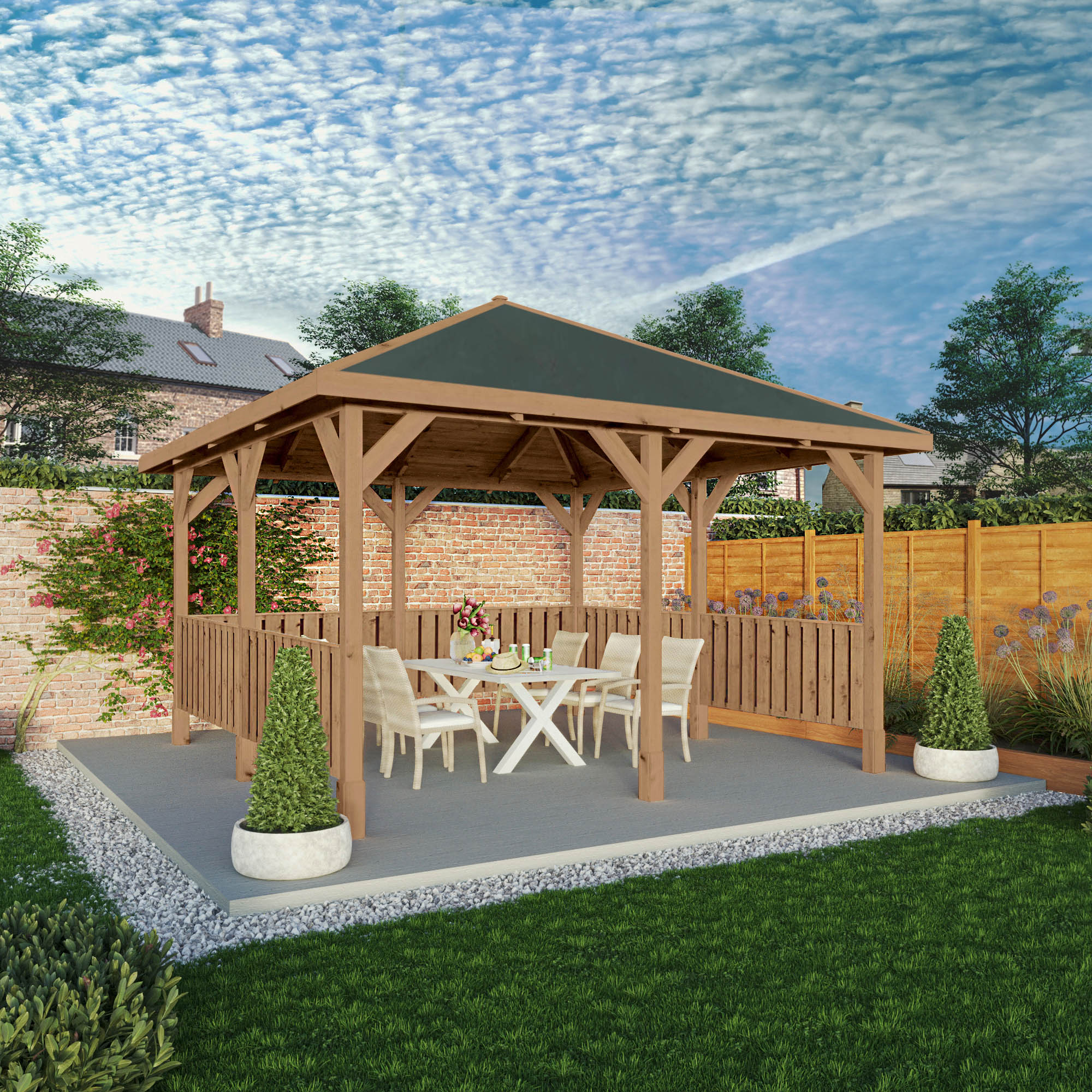 Mercia Thorpe 4m x 4m Gazebo with Vertical Rails (4m x 4m) (SI-012-002-0017 - EAN 5029442020082)